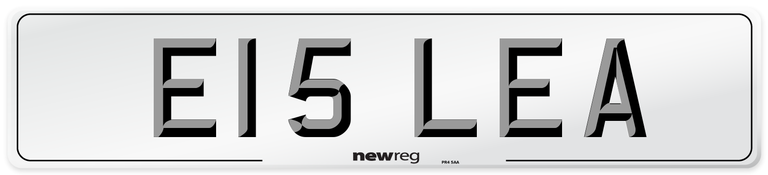 E15 LEA Number Plate from New Reg
